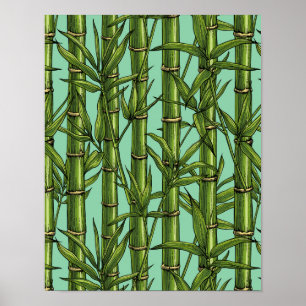 Bamboo forest on light blue poster