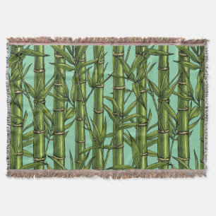Bamboo forest on light blue throw blanket