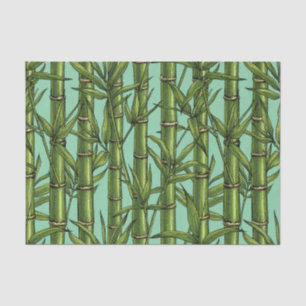 Bamboo forest on light blue tissue paper