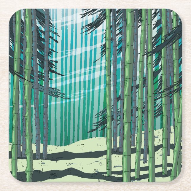 Bamboo Forest Square Paper Coaster (Front)