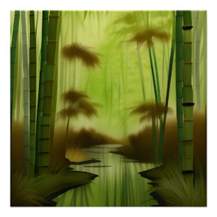 Bamboo Forest Traditional Chinese Painting Poster