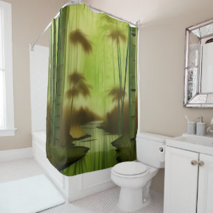 Bamboo Forest Traditional Chinese Painting Shower Curtain
