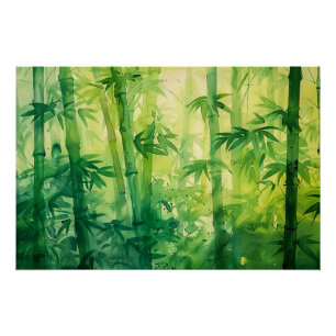 Bamboo Forest Watercolor Poster