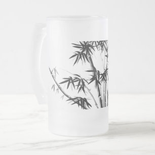 Bamboo Frosted Glass Beer Mug