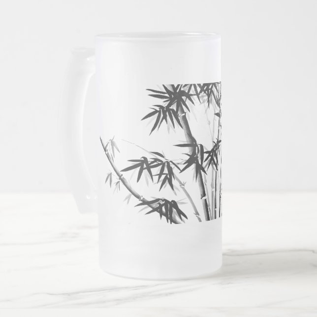 Bamboo Frosted Glass Beer Mug (Front Left)