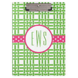 Bamboo & Grosgrain Monogrammed Clipboard