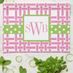 Bamboo & Grosgrain Monogrammed Kitchen Towel