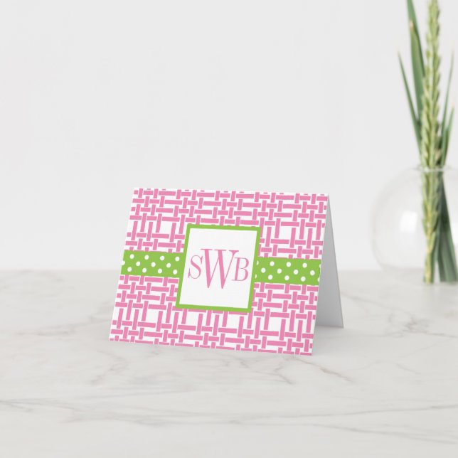 Bamboo & Grosgrain Monogrammed Note Cards (Front)
