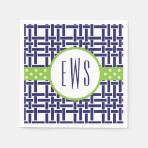 Bamboo & Grosgrain Monogrammed Party Napkins