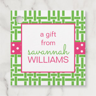 Bamboo & Grosgrain Personalised Gift or Favour Tag