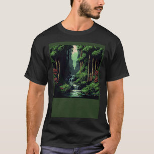 Bamboo Grove Pixelated Oasis River T-Shirt