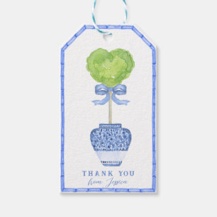 Bamboo Heart Topiary Chinoiserie Thank You Gift Tags