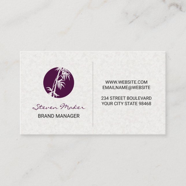 Bamboo Icon | Paper Texture Background Business Card (Front)