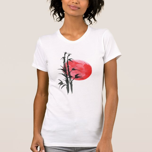 Bamboo in front of red sun  T-Shirt (Front)
