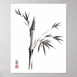 Bamboo in Stillness Chinese Brush Art Poster