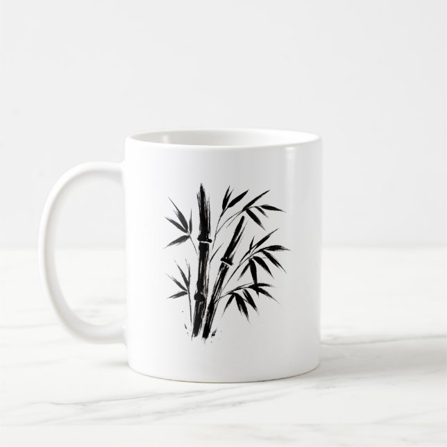 Bamboo Ink Illustration – Zen Coffee Mug (Left)