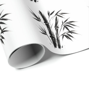 Bamboo Ink Illustration – Zen Design on Wrapping Paper