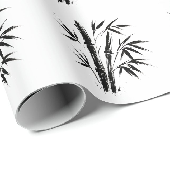 Bamboo Ink Illustration – Zen Design on Wrapping Paper (Roll Corner)