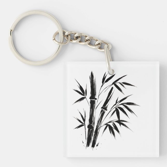 Bamboo Ink Illustration – Zen Key Ring (Front)