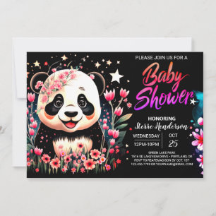 Bamboo Jungle Enchanted Panda Girl Baby Shower Invitation