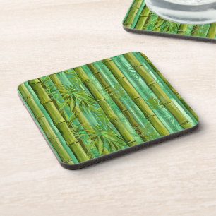 Bamboo Jungle Grove Warm Cool Greens Coaster
