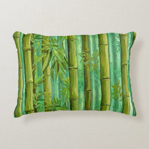 Bamboo Jungle Grove Warm Cool Greens Decorative Cushion
