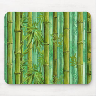 Bamboo Jungle Grove Warm Cool Greens Mouse Mat