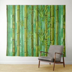 Bamboo Jungle Grove Warm Cool Greens Tapestry