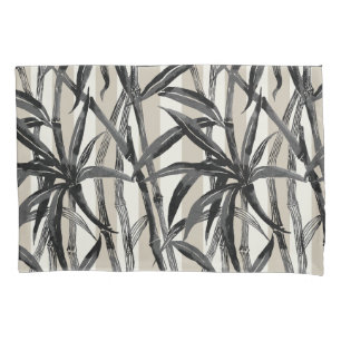 Bamboo Jungle Hawaiian Stripe - Black and Taupe Pillowcase