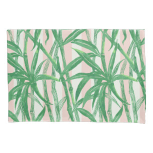 Bamboo Jungle Hawaiian Stripe - Green and Pink Pillowcase