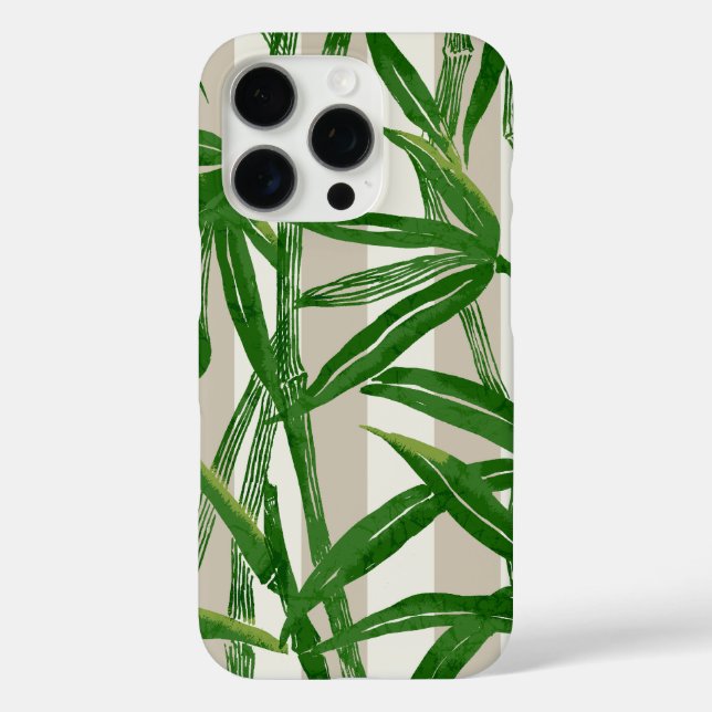 Bamboo Jungle Hawaiian Stripe - Taupe and Green Case-Mate iPhone Case (Back)