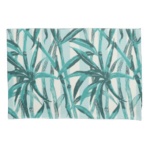 Bamboo Jungle Hawaiian Stripe - Teal Pillowcase