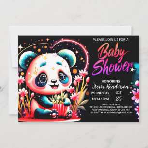 Bamboo Jungle Sweet Panda Girl Baby Shower Invitation