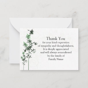 Bamboo Leaf After Funeral Thank You Cards