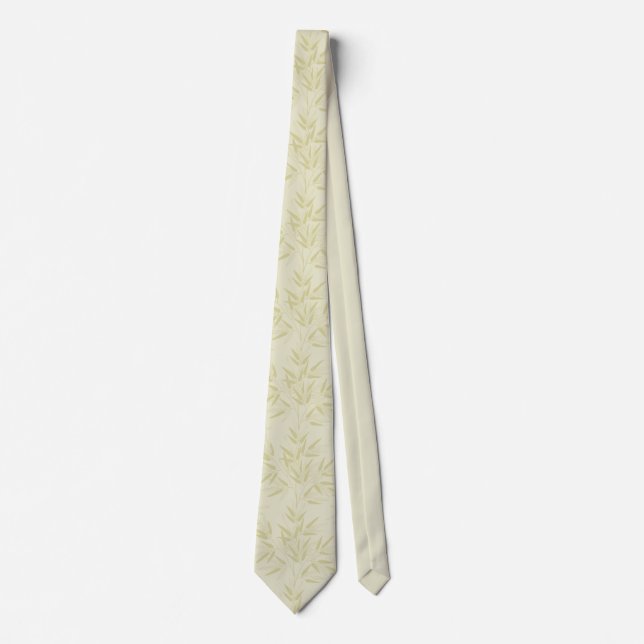 Bamboo Leaf Pattern Tie – Elegant Modern Style (Front)