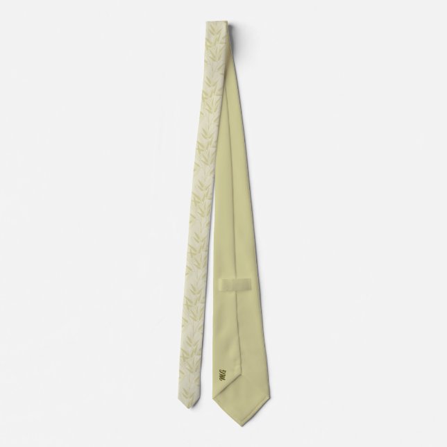 Bamboo Leaf Pattern Tie – Elegant Monogram Style (Back)