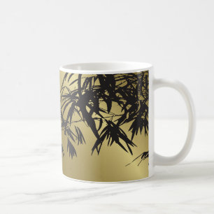 Bamboo Leaves Black + Gold Custom Gift Mug