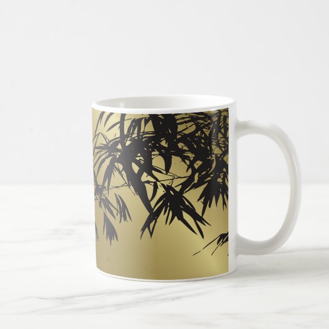 Bamboo Leaves Black + Gold Custom Gift Mug (Right)