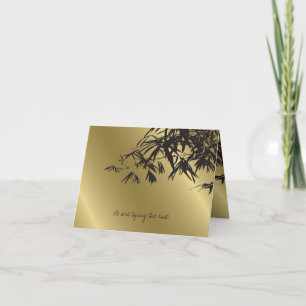 Bamboo Leaves Black Gold Wedding Invitation Card