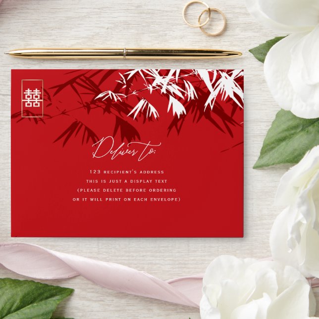 Bamboo Leaves Double Happiness Wedding Envelope (Wedding)