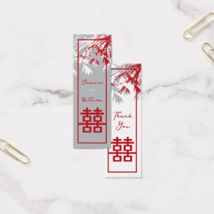 Bamboo Leaves Double Happiness Wedding Gift Tags