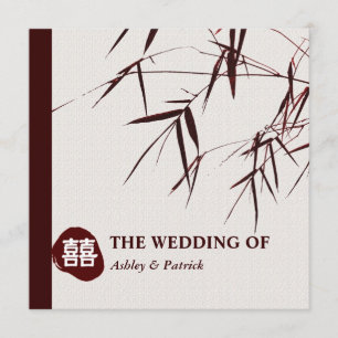 Bamboo Leaves/Oriental Double Happiness Wedding Invitation