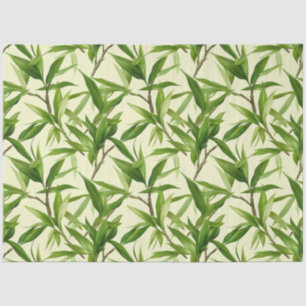 Bamboo Leaves Pattern Green Decoupage Tissue Paper