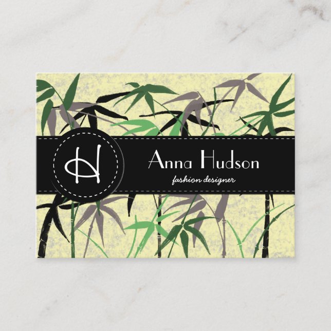 Bamboo Leaves, Shoots, Floristry, Flower Shop Business Card (Front)