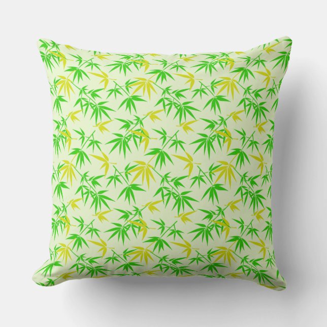 Bamboo leaves summer pattern cushion (Front)