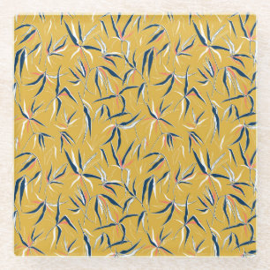 Bamboo Leaves: Tossed Vintage Pattern Glass Coaster