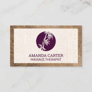 Bamboo Logo   Leather Texture Business Card