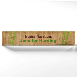 Bamboo Look Custom Desk Nameplate