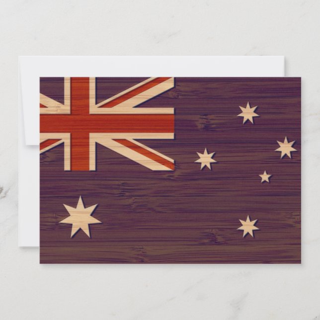 Bamboo Look & Engraved Australia Australian Flag Invitation (Front)