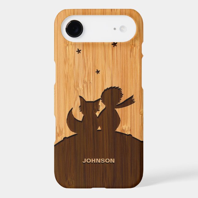 Bamboo Look & Engraved Little Prince Fox Pattern Case-Mate iPhone Case (Back)